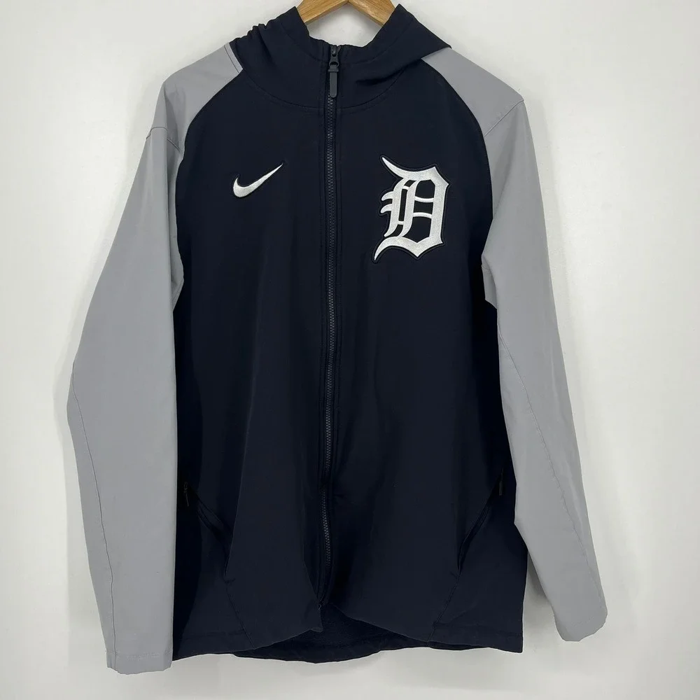 Nike Detroit Tigers MLB Hoodie Mens Large Full Zip Therma-FIT Navy Blue